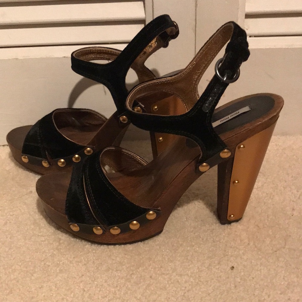 Miu Miu Black velvet Mettalic Studded Metal Plated